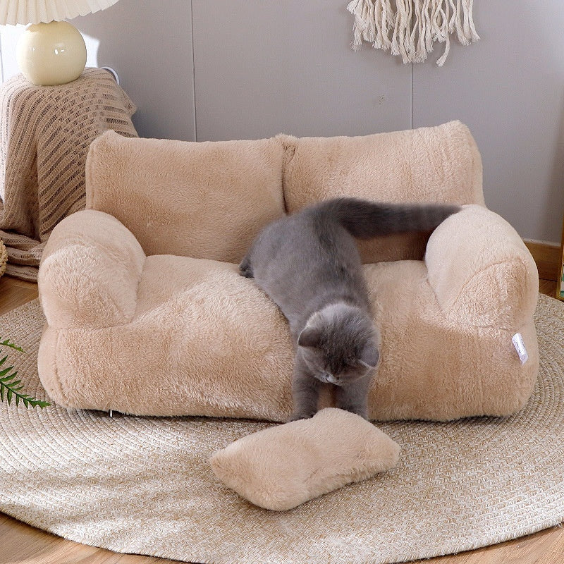 Sofá cama de lujo para gatos, nido de Gato cálido para invierno, cama para mascotas para perros pequeños y medianos, cama cómoda de felpa para cachorros, suministros para mascotas