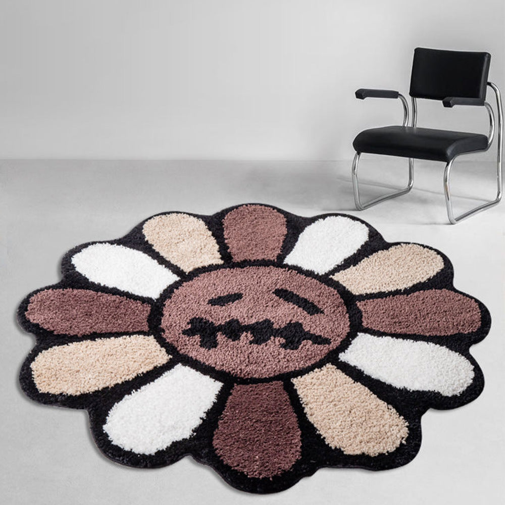 Tapis de sol en polyester avec motif de fleurs et de visages fantômes pour Halloween