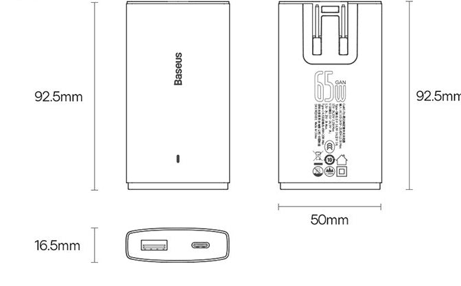 Lumière en nitrure de gallium et charge rapide 65W