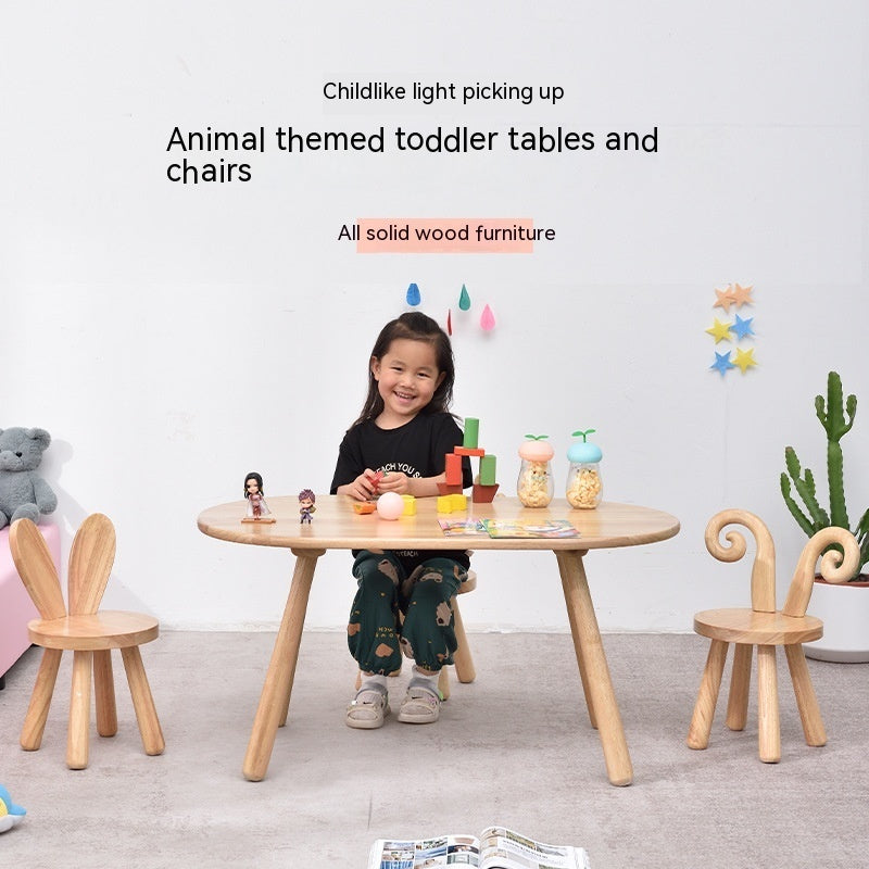 Costume de table et de chaise en bois massif pour enfants de maternelle