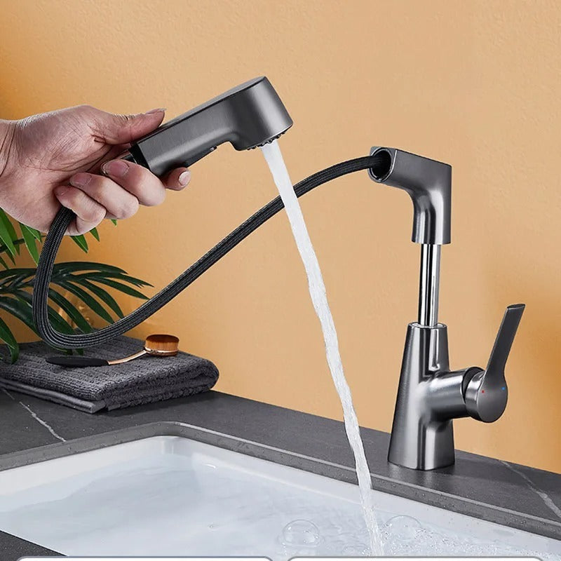 Grifo extraíble ajustable para lavabo de mesa de baño