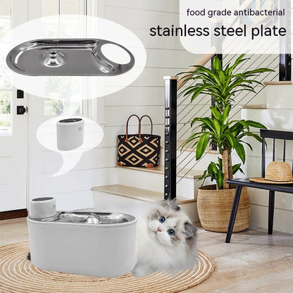 Distributeur d'eau Intelligent sans fil, plaque en acier inoxydable, pour animaux de compagnie, chat, chien, domestique