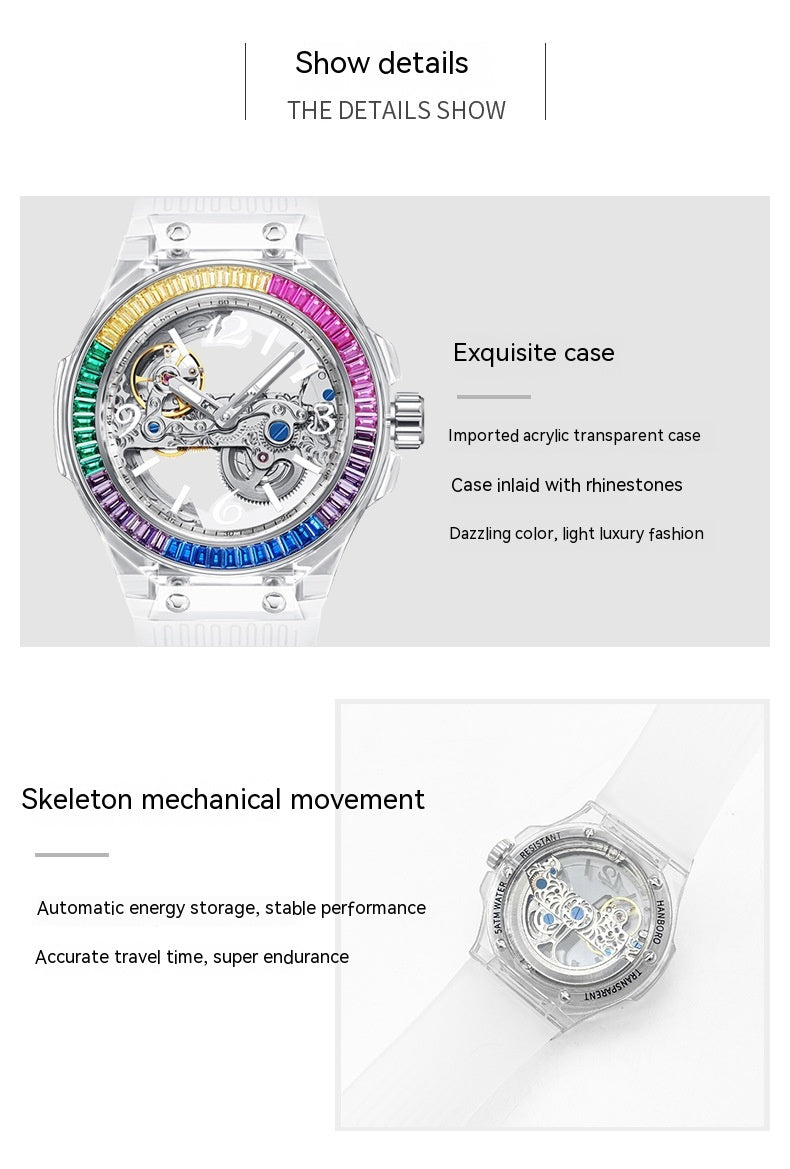 Reloj mecánico de transmisión neutra con esfera grande hueca completamente automático