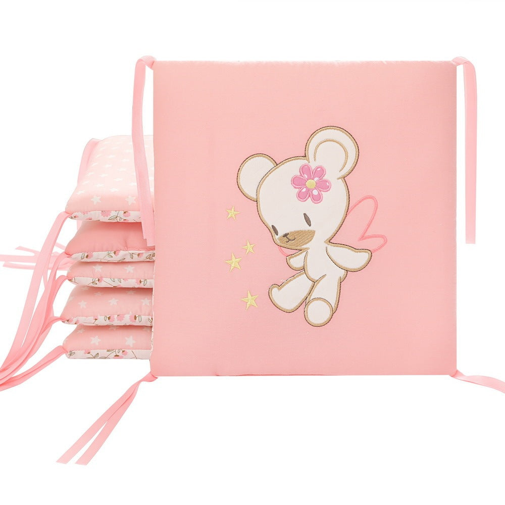 Funda de cuna para bebé con estrellas rosas y osito ángel