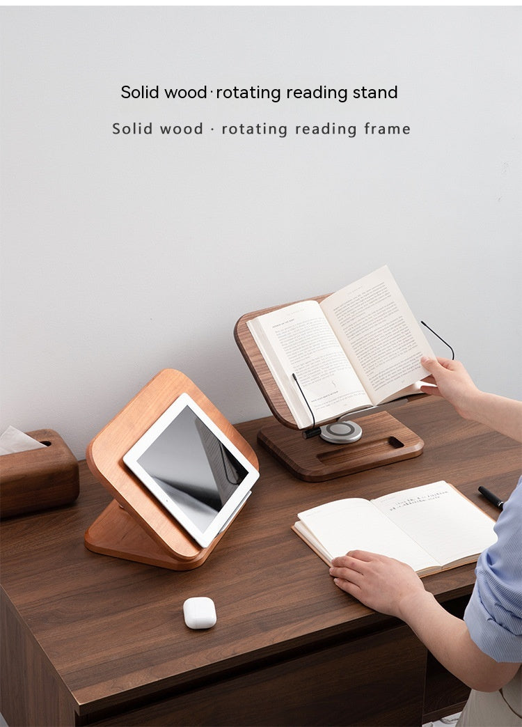 Black Walnut Solid Wood Reading Rack Adjustable Rotating Children's Reading Artifact IPad Bracket