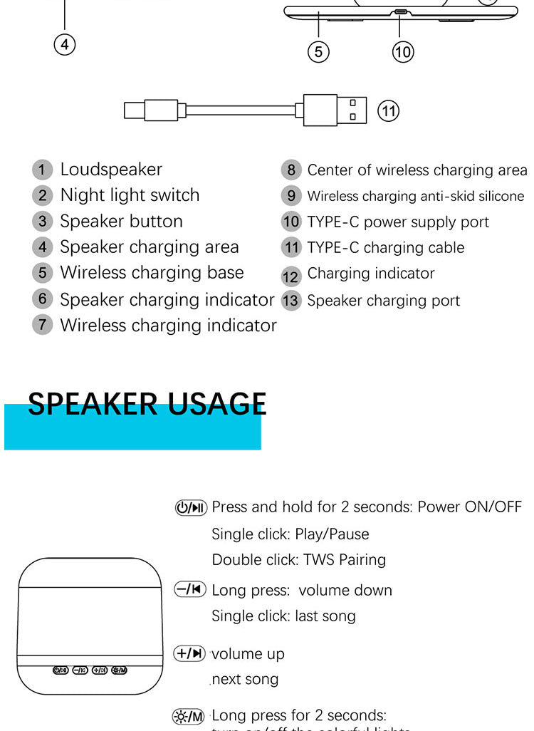 Koolmaax 2023 chargeur de veilleuse 3 en 1 avec lampe de chevet polyvalent nouvelle tendance 