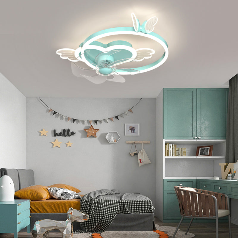 Simple Cartoon Heart-shaped Butterfly Ceiling Lamp For Children