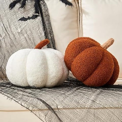 Simulated Pumpkin Plush Pillow 11 X 9.5 Inch 3D Thanksgiving Cushion Shaped Pillow Cozy Fall Decorations Toy Pillows For Thanksgiving Christmas Bedroom Sofa Couch Supplies