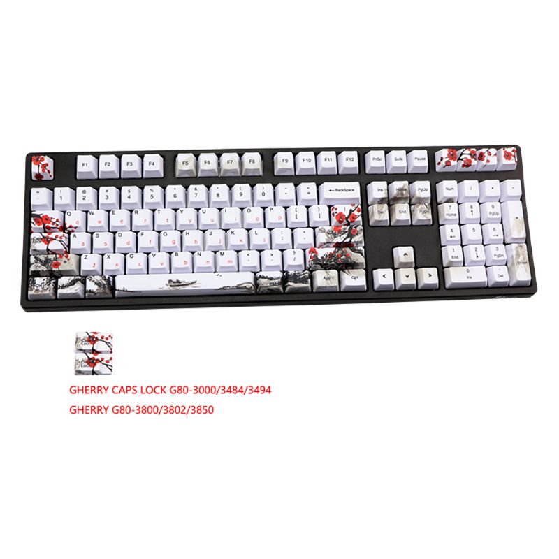 PBT Wangjiang Plum Keycap 109 Key OEM Height Korean Japanese