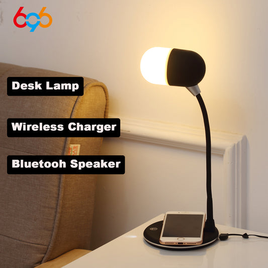 Lampe de table à chargement sans fil, haut-parleur Bluetooth