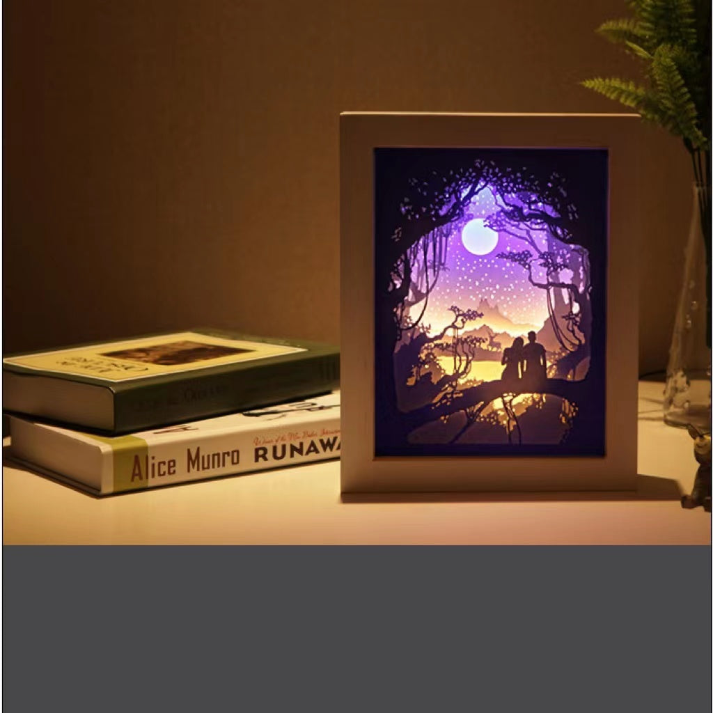 Light And Shadow Paper-cut Lamp Table Lamp Moonlight Lovers Bedside Lamp