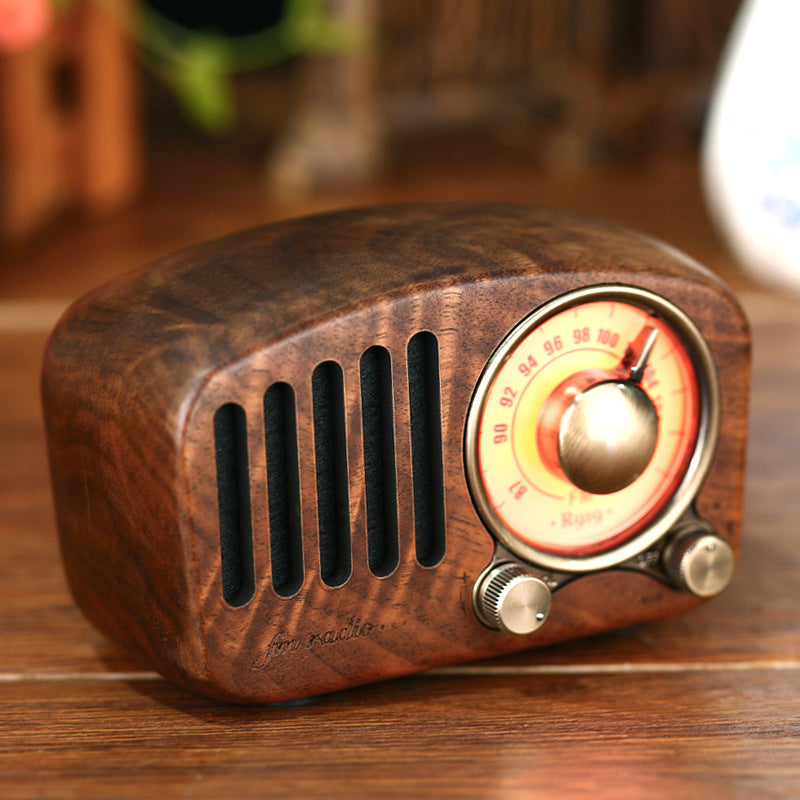 Mini altavoz inalámbrico retro de madera