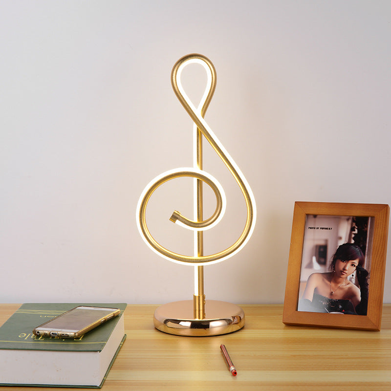 Moderne Simple Musique Symbole Chambre Lampe De Chevet Chaud Romantique Ménage Créatif Personnalité Soins Oculaires Bureau LED