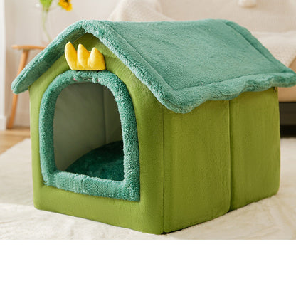 Casa plegable para perros, cama para Gato, Villa para perros de invierno, caseta para dormir, nido extraíble, cueva cerrada cálida, sofá, suministros para mascotas