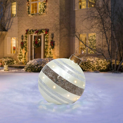 Boule de décoration de Noël en PVC pour l'extérieur 60 cm, boule gonflable décorée en PVC, grosses boules géantes pour décorations d'arbre de Noël, boule de jouet