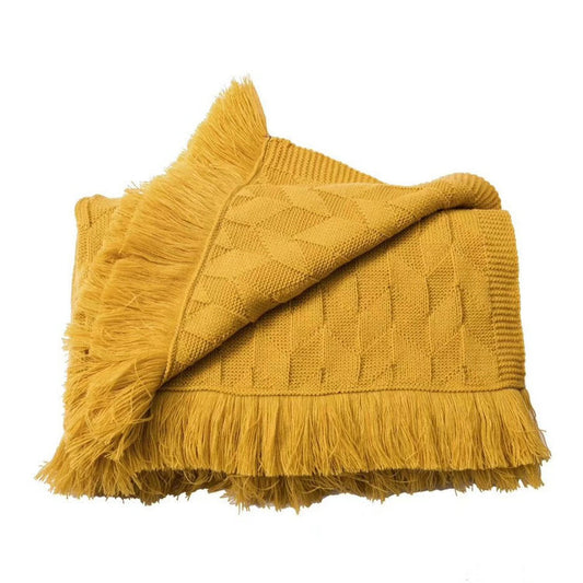 Bed Blanket Towel Solid Color Nordic Bedroom Model Room Light Luxury American Tassel Decoration B & B Hotel Cover Blanket