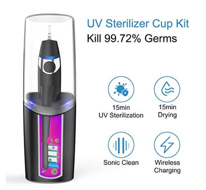 Cepillo de dientes recargable de viaje eléctrico con taza de secado esterilizador UV portátil para adultos