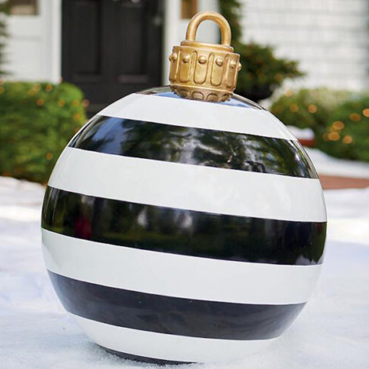 Boule de décoration de Noël en PVC pour l'extérieur 60 cm, boule gonflable décorée en PVC, grosses boules géantes pour décorations d'arbre de Noël, boule de jouet