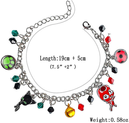 Bracelet coccinelle super-héros et chat, breloque avec perles de cristal pour enfants, bijoux réglables Cosplay