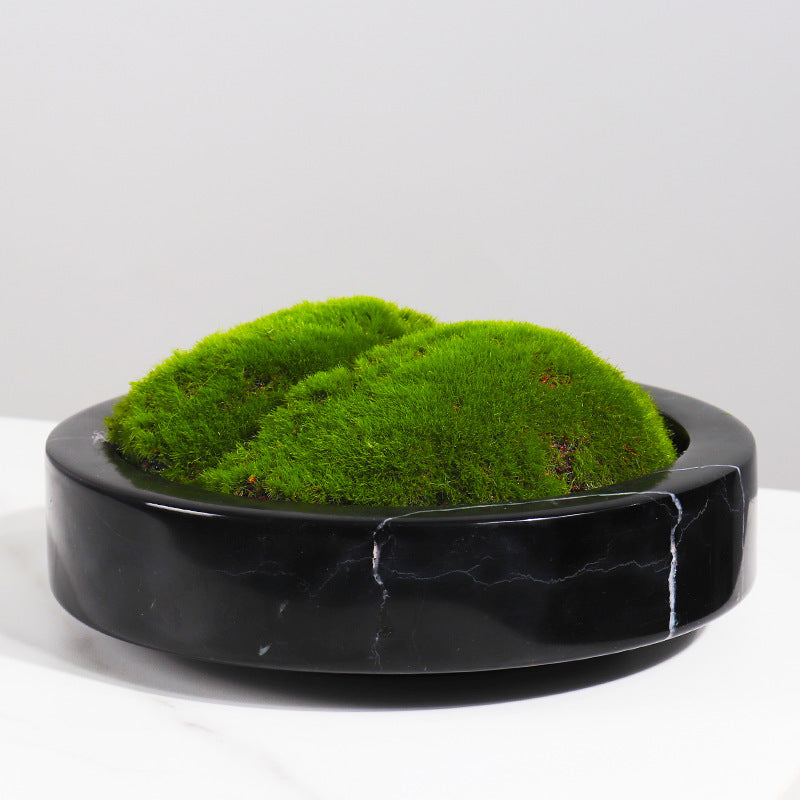 Chinese Tea Table Edge Marble Eternal Moss Simulated Flower Pot