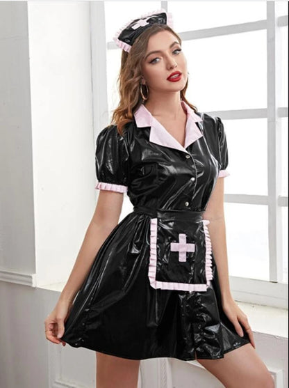 Conjunto de uniforme de escenario para cosplay de Halloween, falda de enfermera