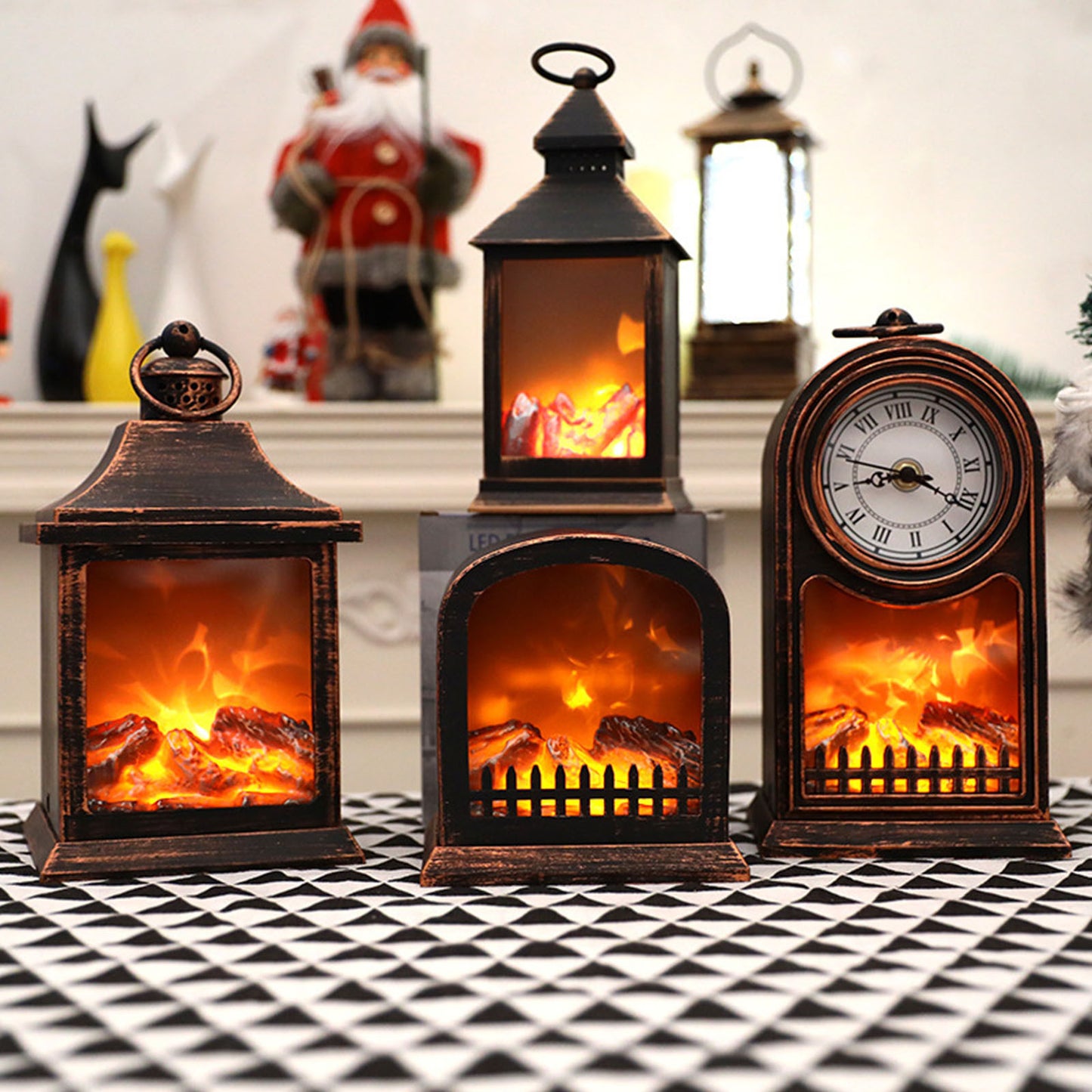 Christmas Fireplace Light Wood Fire Wind Lamp Bar Home Desktop Scene