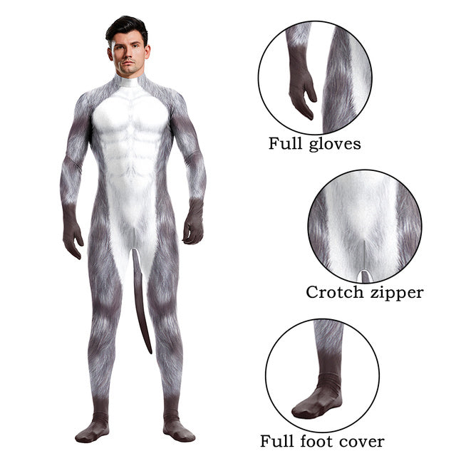 Halloween Bodysuits Zentai With Tail Animal Husky