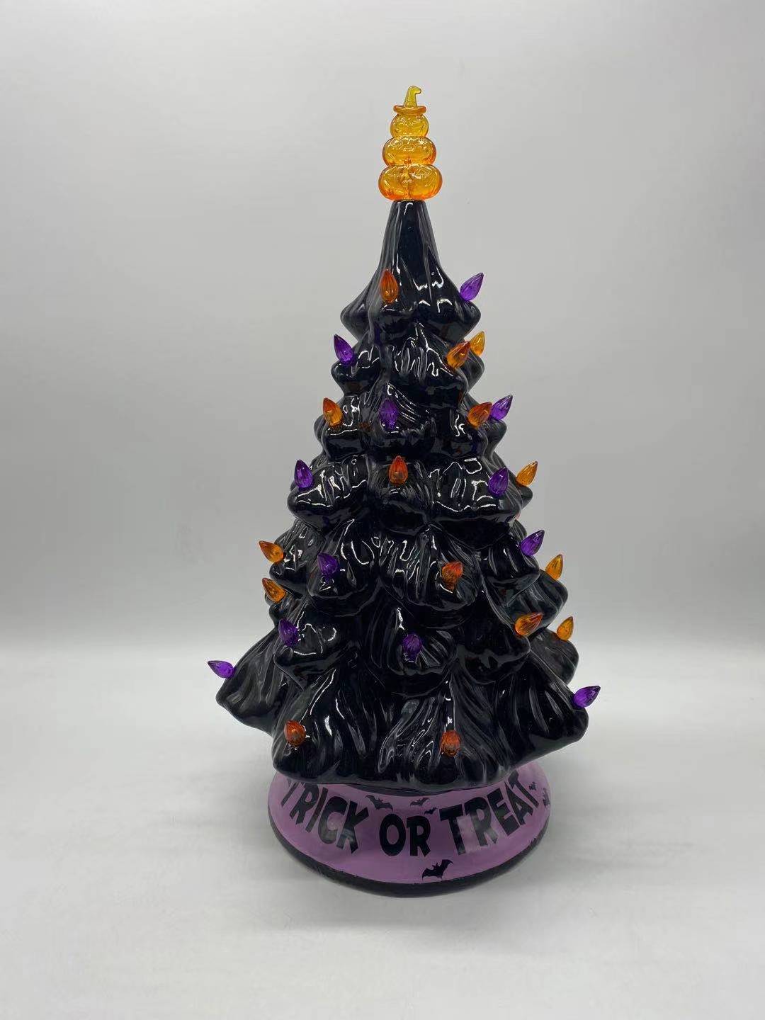 Battery Pumpkin Halloween Ceramic Tree