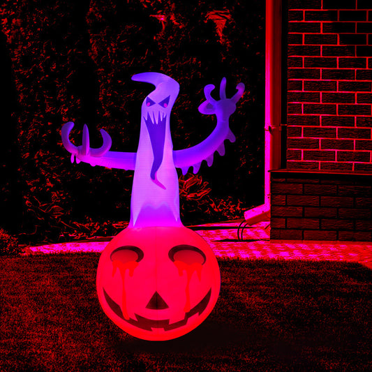 Decoraciones inflables de calabaza fantasma para Halloween con luz de color