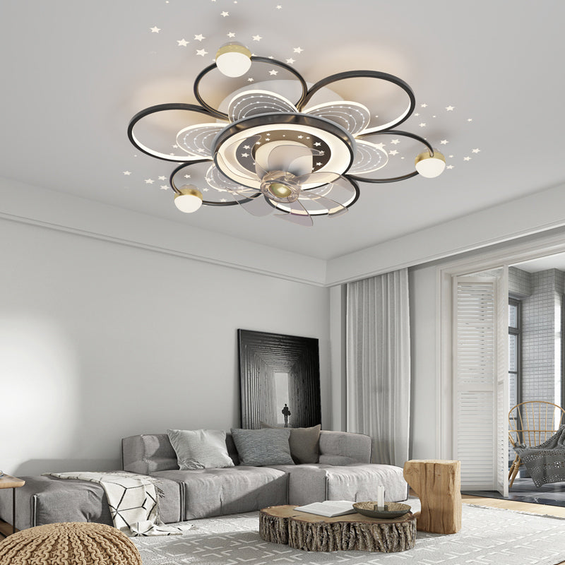 Simple, Modern And Creative Nordic Household Intelligent Ceiling Fan Lamp