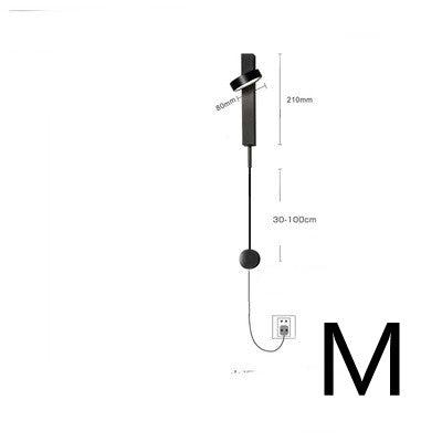 Lámpara de pared del dormitorio nórdico, pasillo de cabecera con interruptor, enchufe, cableado gratuito ajustable