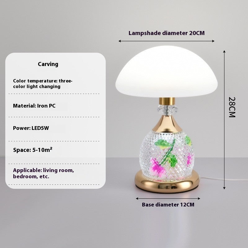 Lampe de table de luxe légère en forme de champignon pour chambre à coucher