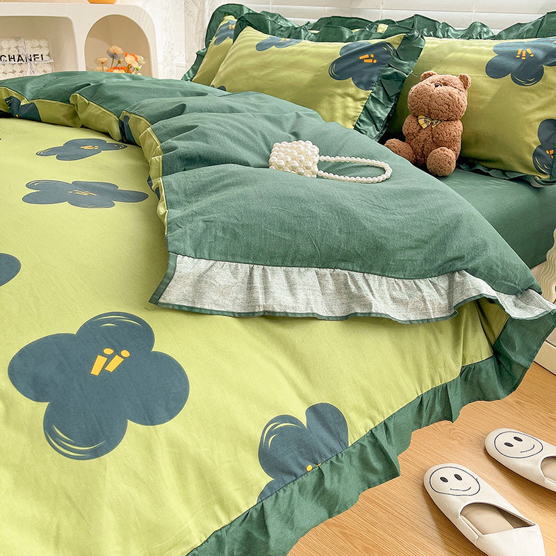 Cama de dormitorio con funda de edredón de algodón de moda