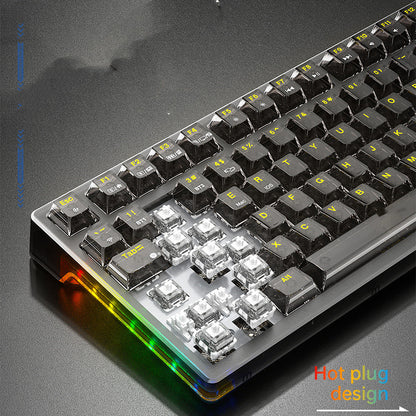 Teclado mecánico intercambiable en caliente, inalámbrico, Bluetooth, RGB, trimodo, transparente