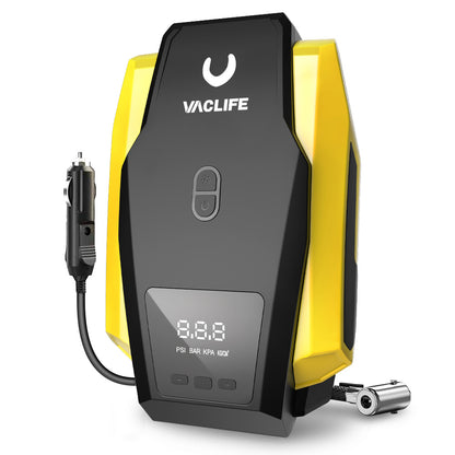 VacLife Compresseur d'air gonfleur de pneu, compresseur d'air portable DC 12 V pour pneus de voiture, pompe à pneu automatique avec lumière LED, pompe à air numérique pour pneus de voiture, vélos et autres produits gonflables