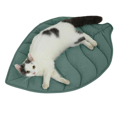 Colchón para gatos con forma de hoja, nido para gatos, doble cara, disponible para gatos y perros, alfombrilla para el suelo, cálida y cómoda, cama para gatos de dibujos animados, accesorios cálidos para interiores 