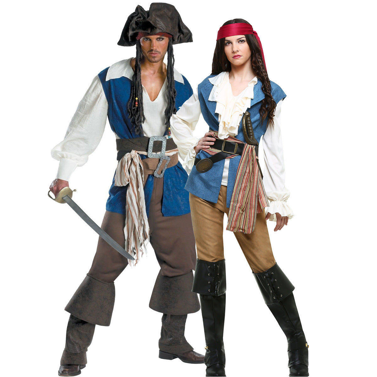 Uniforme de pirate d'Halloween de mascarade M-XL