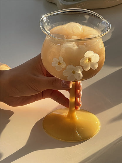 3D Flower Milk Coffee Crystal Cocktail Glass