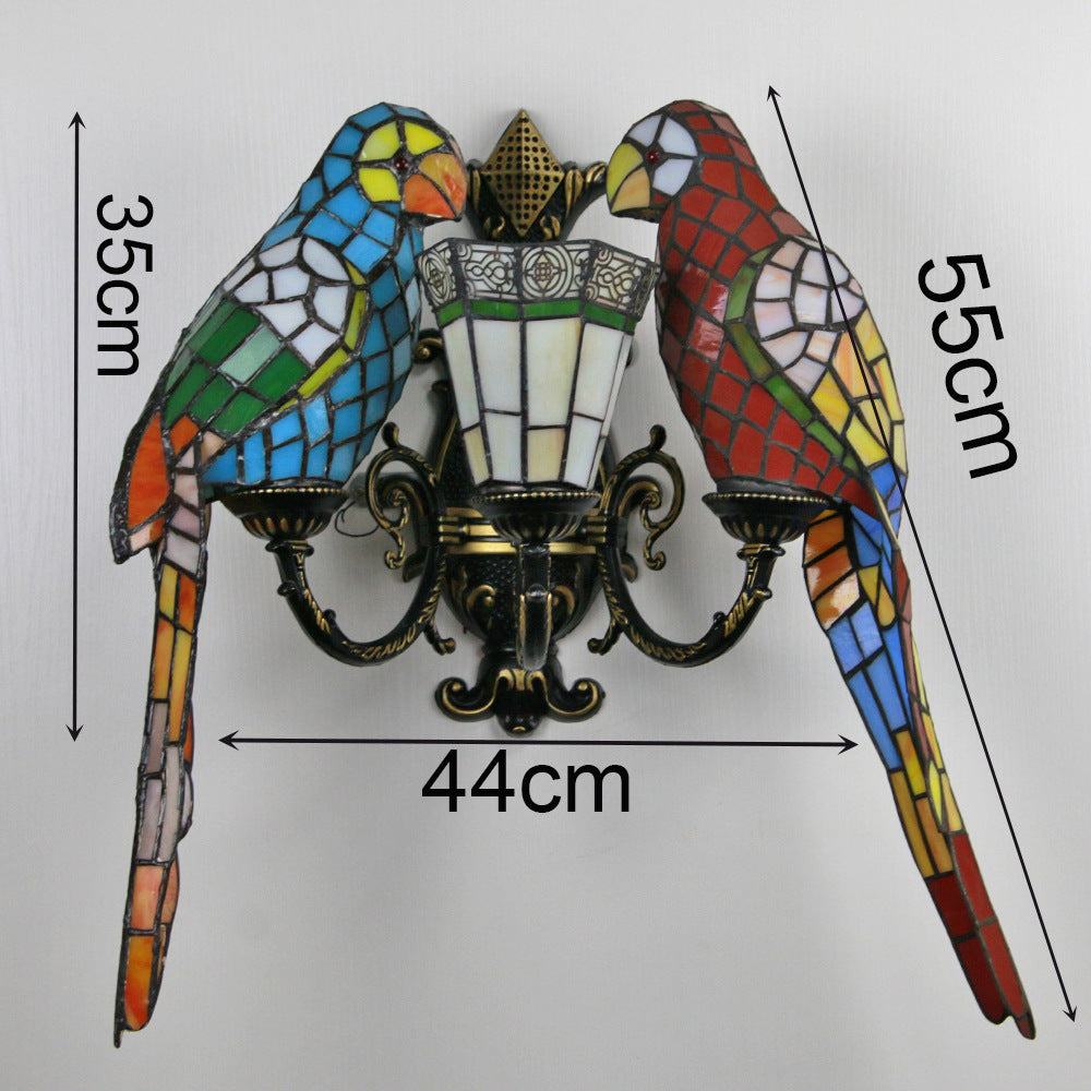 Multi Headed Parrot Series Colored Glass Lampshade