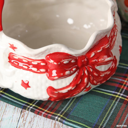 Three-dimensional Hand-painted Santa Claus Ceramic Basket