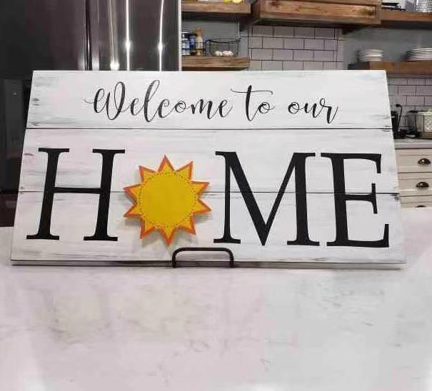 Christmas Wooden Decorative Doorplate Welcome HOME Doorplate Country Scene