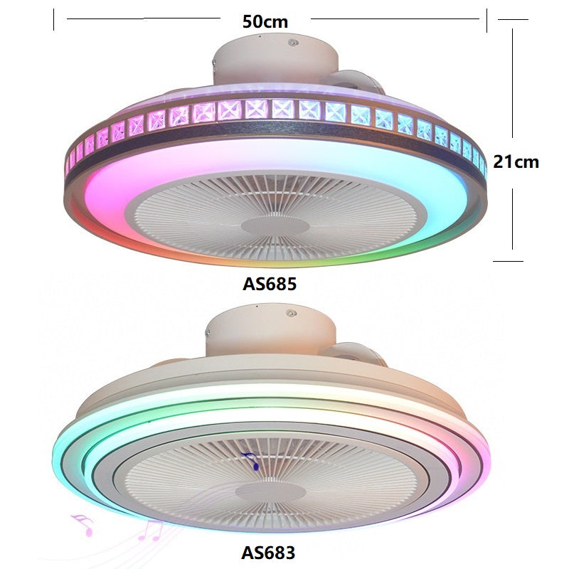 Hogar Dormitorio Comedor Luz LED Aplicación inteligente Bluetooth Música Ventilador inteligente