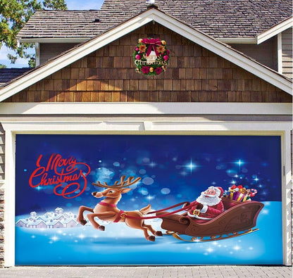 Décoration de porte de garage en tissu de fond de Noël Bannière de fête de vacances Tapisserie Amazon