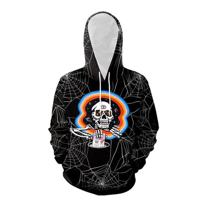 Sudadera casual con capucha y calavera de Halloween para mujer