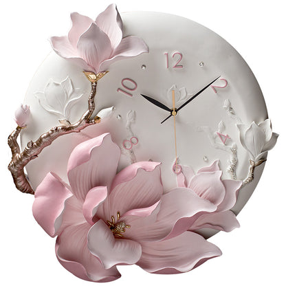 Hand-painted Floral Decorative Wall Clock With A Minimalist Style