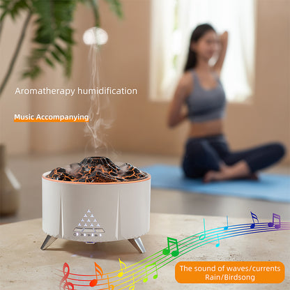 Top Sale Flame Aroma Diffuser Air Humidifier Home Aromatherapy Fire Ultrasonic Essential Oil Diffuser With Bluetooth Speaker White Noise