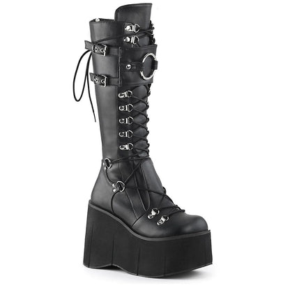 Botas de plataforma gótica con tacón de cuña para Halloween, talla grande, para mujer