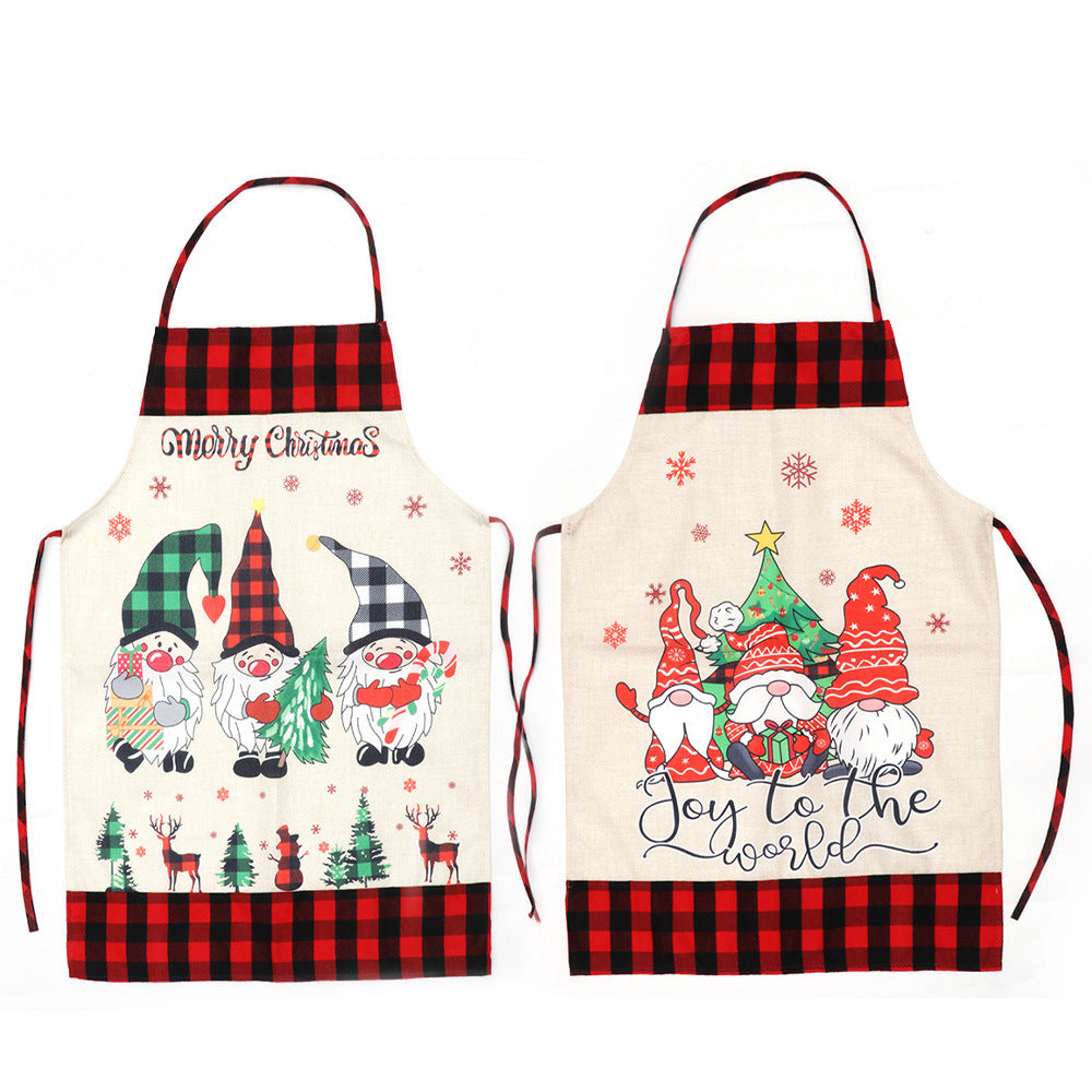 Christmas Decorations Three Forest People Doll Linen Apron