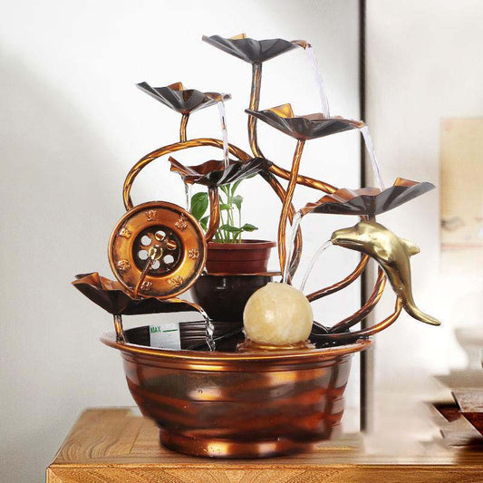 Pure Copper Water Ornaments Feng Shui Wheel Wealth Fountain