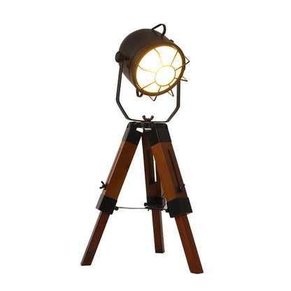 Lampe de table en bois avec trépied vintage, mode domestique